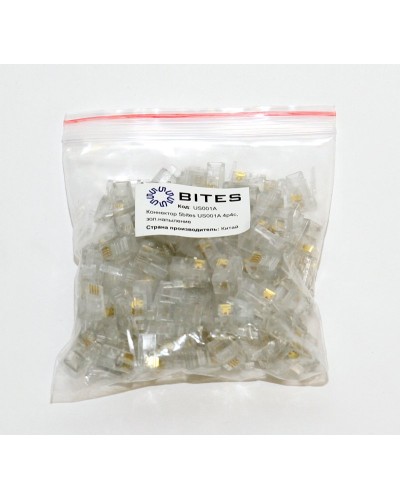 US010A (100шт). Телефонный разъем 4P4C (RJ-11). 5bites в Екатеринбурге