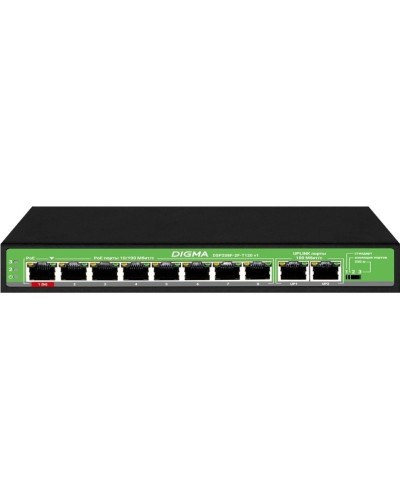 DSP208F-2F-T120 DSP208F-2F-T120 V1 (L2) 10х100Мбит/с 8PoE 8PoE+ 120W. Коммутатор с питанием по PoE. Digma в Екатеринбурге