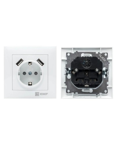 Валенсия розетка 1-местная с/з 16А (EWR16-028-10-2USB). Розетка 1-местная с/з 16А. EKF в Екатеринбурге