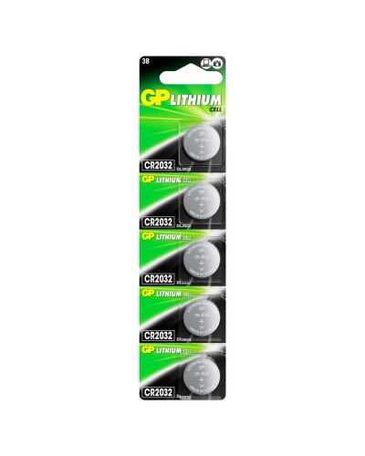 GP Lithium CR2032 (GP CR2032-2C5 100/2000), упак. 5 шт. БЛИСТЕР. Литиевые дисковые батарейки. GP Batteries в Екатеринбурге