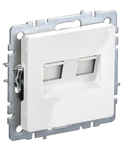 Розетка RJ11+RJ45 РК/Т12-БрБ белая BRITE (BR-KT20-O-1-K01). Розетка двойная. IEK в Екатеринбурге
