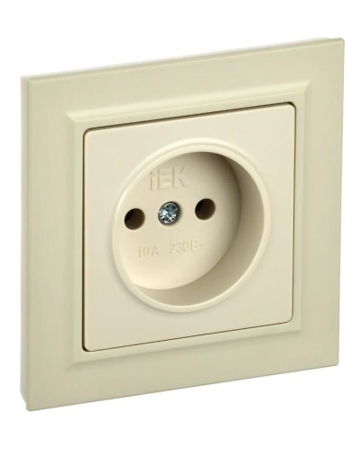 Розетка без з/к РС10-1-0-БрКр бежевый BRITE (BR-R10-10-K10). Розетка без заземления без защитных шторок. IEK в Екатеринбурге