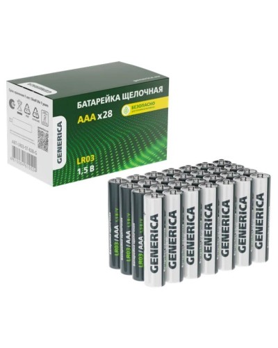 Батарейка Alkaline LR03/AAA GENERICA (28 шт) (ABT-LR03-ST-B28-G). Батарейка щелочная. IEK в Екатеринбурге