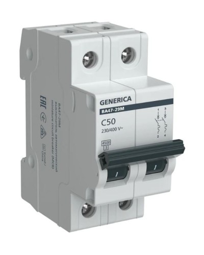 GENERICA ВА47-29М 2P C 50А 4,5кА (MVA21-2-050-C-G). Автоматический выключатель. IEK в Екатеринбурге