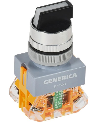 Переключатель D7-20X3 на 3 положения черный GENERICA (BSW50-20X3-3-21-3-K02-G). Переключатель. IEK в Екатеринбурге