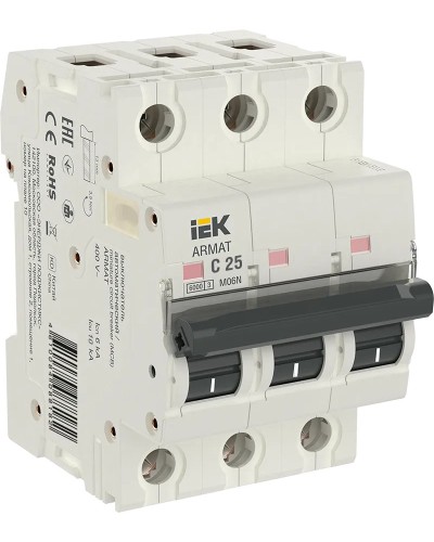 M06N 3P C 25А 6кА ARMAT (AR-M06N-3-C025). Автоматический выключатель. IEK в Екатеринбурге
