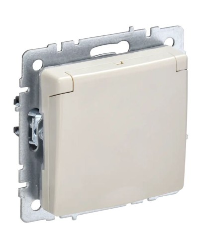 Розетка с з/к РСбш10-3-БрКр бежевый BRITE (BR-R16-16-K10). Розетка с заземлением с защитными шторками и крышкой. IEK в Екатеринбурге