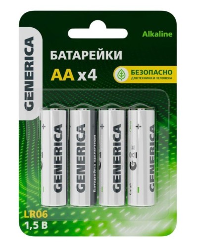 Батарейка Alkaline LR06/AA GENERICA (4 шт) (ABT-LR06-ST-L04-G). Батарейка щелочная. IEK в Екатеринбурге