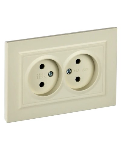Розетка 2-местная без з/к РС12-2-БрКр бежевый BRITE (BR-R20-10-K10-F). Розетка без заземления без защитных шторок в сборе. IEK в Екатеринбурге