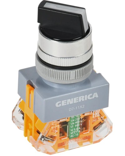 Переключатель D7-11X2 на 2 положения черный GENERICA (BSW50-11X2-3-21-2-K02-G). Переключатель. IEK в Екатеринбурге