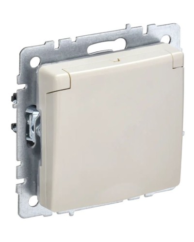 Розетка с з/к РСбш10-3-44-БрКр бежевый BRITE (BR-R16-16-44-K10). Розетка с заземлением с защитными шторками и крышкой. IEK в Екатеринбурге