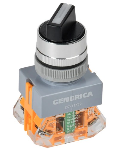Переключатель D7-11X22 на 2 положения черный GENERICA (BSW50-11X22-3-22-2-K02-G). Переключатель с самовозвратом. IEK в Екатеринбурге