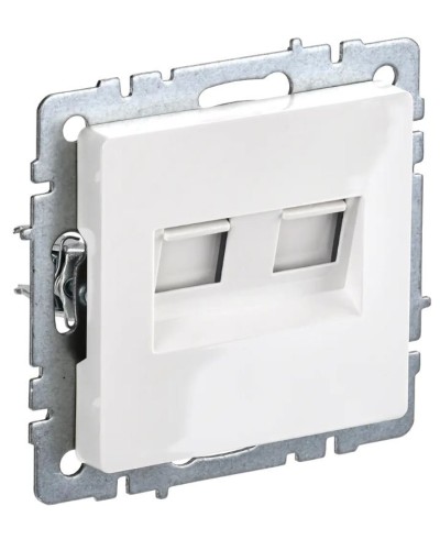 Розетка RJ45 РК10-2-БрБ кат.5E, белая BRITE (BR-K20-1-K01). Розетка компьютерная двойная. IEK в Екатеринбурге