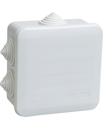 Коробка распаячная КМ41255 100х100х50 открытой проводки IP44 6 гермовводов серая (UKOZ11-100-100-050-K41-44). Коробка распаячная безгалогенная (HF) с защелкивающейся крышкой. IEK в Екатеринбурге