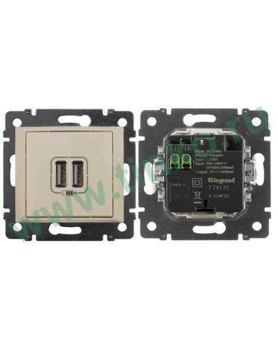 Розетка Valena двойная, USB, слоновая кость (774170). Розетка. LegranD в Екатеринбурге