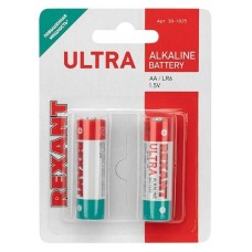 Ультра алкалиновая батарейка AA/LR6 1,5 V 2 шт. блистер REXANT (30-1025). Элемент питания. Rexant
