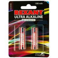 Ультра алкалиновая батарейка AAA/LR03 1,5 V 2 шт. блистер REXANT (30-1010). Элемент питания. Rexant