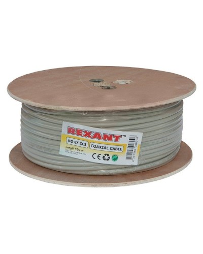 RG-8X, 50 Ом, CCS/Al/A, 75% (01-2021). Кабель коаксиальный радиочастотный. Rexant в Екатеринбурге