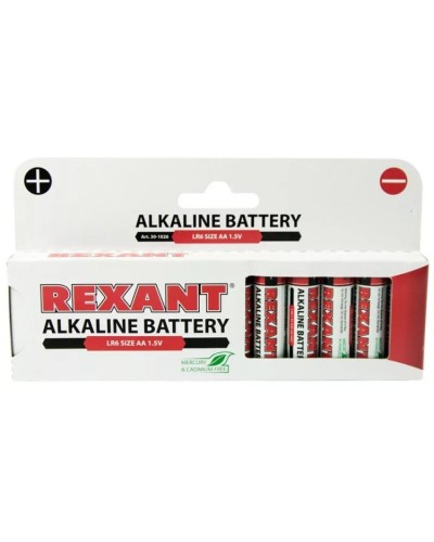 Алкалиновая батарейка AA/LR6 1,5 V 12 шт. REXANT (30-1026). Элемент питания. Rexant в Екатеринбурге
