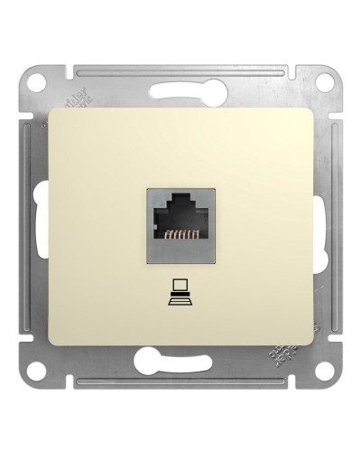 Glossa розетка RJ45 1-местная, кат. 5Е, скрытой установки, механизм, бежевый (GSL000281K). Розетка компьютерная. Systeme Electric в Екатеринбурге