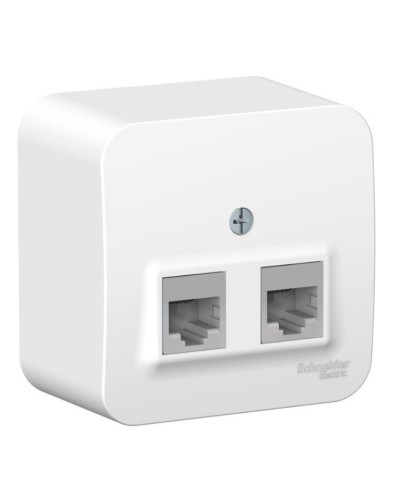 BLANCA розетка RJ45 2-местная, кат. 5Е, открытой установки, белый (BLNIA045451). Розетка компьютерная с изолированной пластиной. Systeme Electric в Екатеринбурге