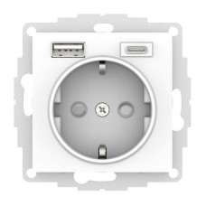 AtlasDesign розетка 1-местная с 2 USB A+C, скрытой установки, механизм, белый (ATN000132). Розетка с USB. Systeme Electric