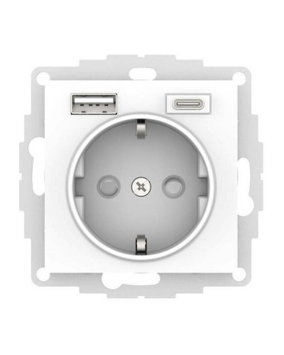 AtlasDesign розетка 1-местная с 2 USB A+C, скрытой установки, механизм, белый (ATN000132). Розетка с USB. Systeme Electric в Екатеринбурге