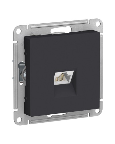 AtlasDesign розетка RJ45, кат. 5Е, 1-местная, скрытой установки, механизм, карбон (ATN001083). Розетка компьютерная. Systeme Electric в Екатеринбурге