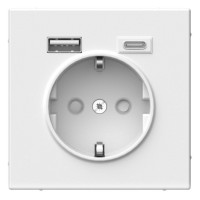 ArtGallery розетка 1-местная с USB тип-A+C, скрытой установки, механизм, белый (GAL000132). Розетка с USB. Systeme Electric
