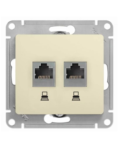 Glossa розетка RJ11+RJ45, 2-местная, кат. 5Е, скрытой установки, механизм, бежевый (GSL000285). Розетка компьютерная + телефонная. Systeme Electric в Екатеринбурге