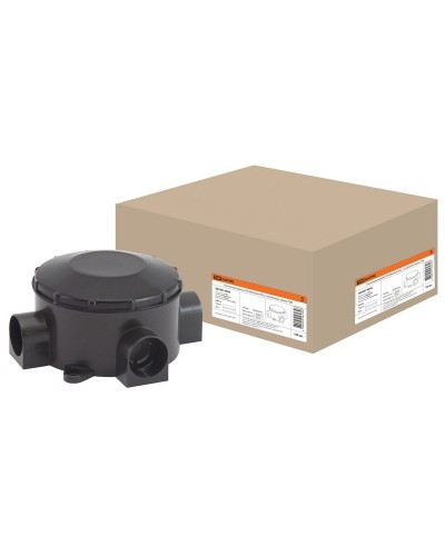 Распаячная коробка ОП D80х35мм, IP42, 3-х рожковая, черная TDM (SQ1401-4044). Распаячная коробка ОП. TDM ЕLECTRIC в Екатеринбурге