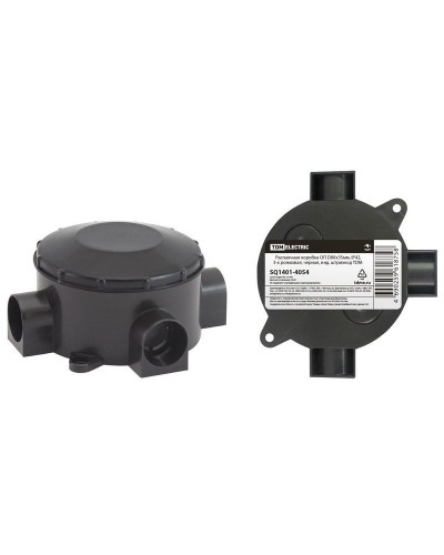 Распаячная коробка ОП D80х35мм, IP42, 3-х рожковая, черная TDM (SQ1401-4054). Распаячная коробка ОП. TDM ЕLECTRIC в Екатеринбурге