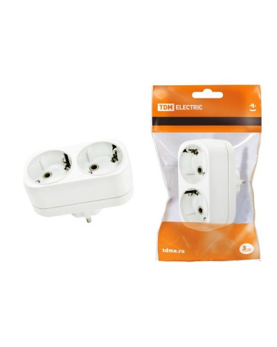 Блок на 2 гнезда 2П+З плоский 16А 250B TDM (SQ1806-0026). Розетка. TDM ЕLECTRIC в Екатеринбурге