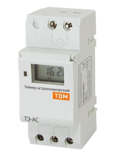 ТЭ-АС-1мин/24ч-8on/off-16А-DIN (астрономический) TDM (SQ1503-0023). Таймер электронный. TDM ЕLECTRIC в Екатеринбурге