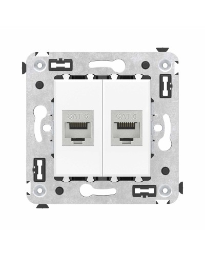 Розетка RJ-45 в стену, кат.6E, Avanti, двойная, белое облако (4400794). Розетка компьютерная модульная. ДКС в Екатеринбурге