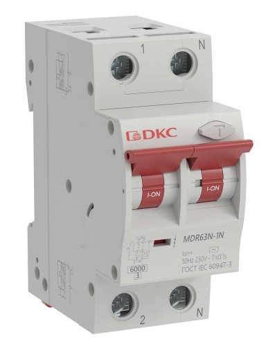 YON max MDR, 1P+N, 30mA, 10A, 6kA, А (MDR63N-1N2C10-A). Автоматический выключатель дифференциального тока. ДКС в Екатеринбурге