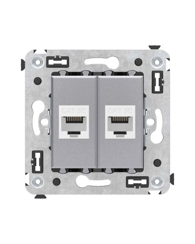 Розетка RJ-45 в стену, кат.5E, Avanti, двойная, закаленная сталь (4404664). Розетка компьютерная. ДКС в Екатеринбурге