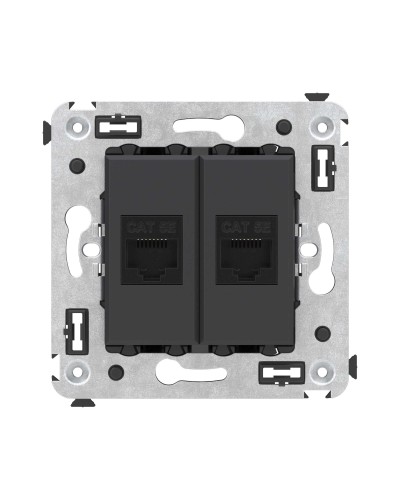 Розетка RJ-45 в стену, кат.5E, Avanti, двойная, черный матовый (4412664). Розетка компьютерная. ДКС в Екатеринбурге