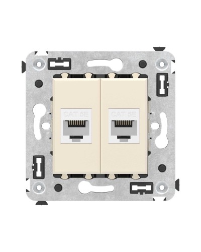 Розетка RJ-45 в стену, кат.5E, Avanti, двойная, ванильная дымка (4405664). Розетка компьютерная. ДКС в Екатеринбурге