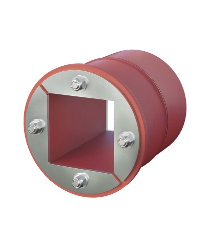 Проходка круглая, нержавеющая, D150х70 мм с проемом 90х90 мм (DXF3125): Проходка круглая, нержавеющая, с проёмом в Екатеринбурге