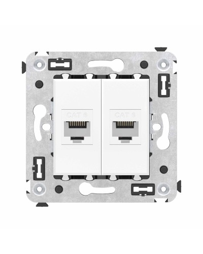 Розетка RJ-45 в стену, кат.6E, Avanti, двойная, белое облако (4400694). Розетка компьютерная. ДКС в Екатеринбурге