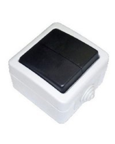 Переключатель двухклавишный 2-полюсный с 2 мест EF602SA, серый, LK Aqua (80006). Переключатель. Экопласт в Екатеринбурге