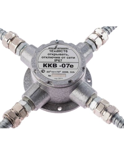 ККВ-07е-Ех-А-Р1-К-БК1, ШТ1/2+ШТ1/2+ШТ1/2+ШТ1/2. Коробка коммутационная взрывозащищенная крестообразная. Эридан в Екатеринбурге